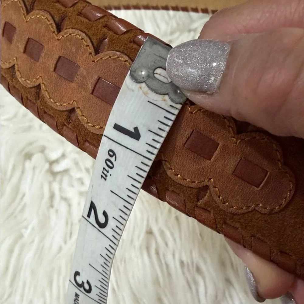 Justin Boots Brown Leather Belt with Silver Buckle